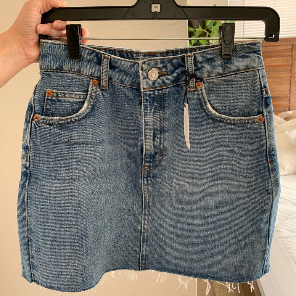 Topshop Moto High Waisted Denim Mini Skirt